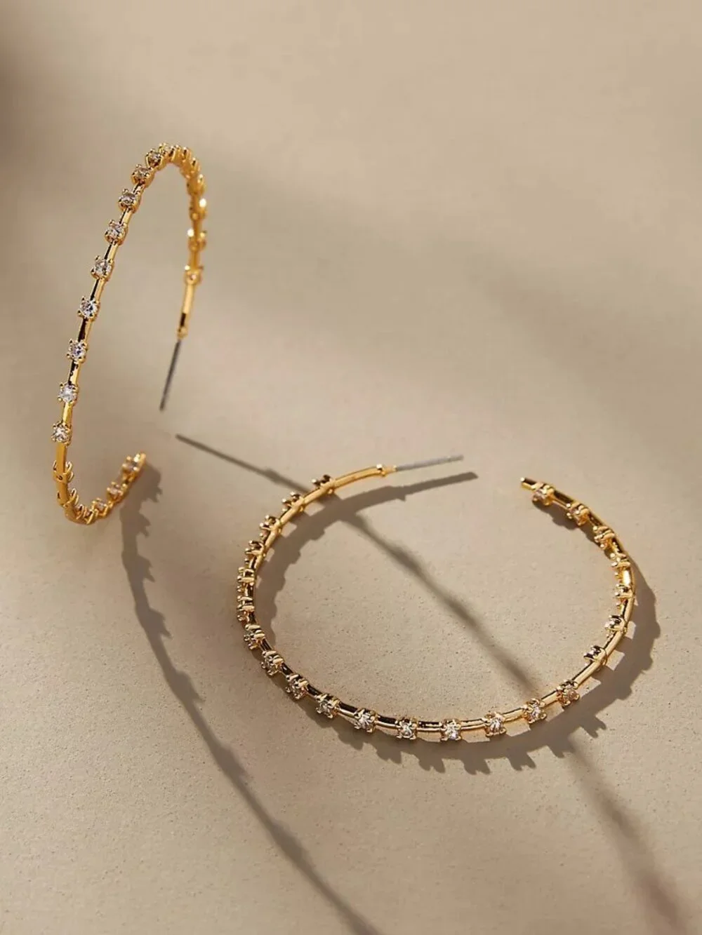 NWT Anthropologie Patterned Pave Hoop Gold Earrings
